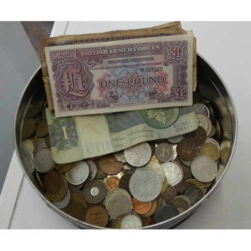 333 - A quantity of various coins, old bank notes etc