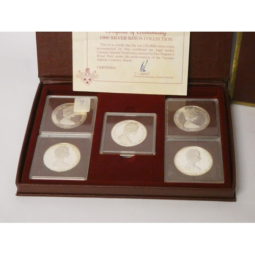 551 - The Kings of England Collection 1980; Two boxed sets of the Cayman Islands Silver coins Kings collec... 