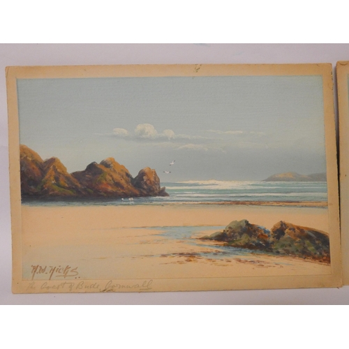 144 - H. W. Hicks (British, Late 19th Early 20th Century), pair of unframed watercolours of the Coast of B... 