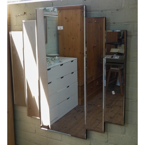 34 - A modern Art Deco style five section bevelled frameless mirror