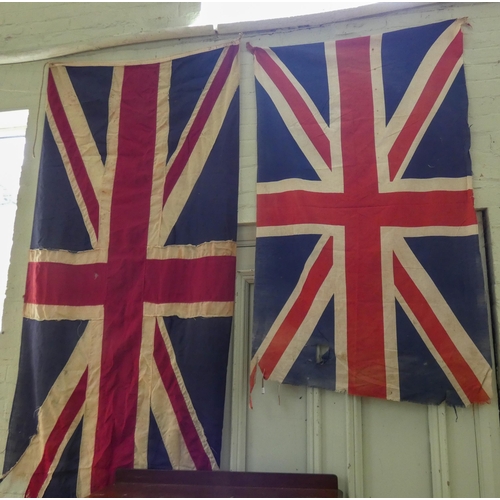 37 - Two old Union Jack flags, as found condition