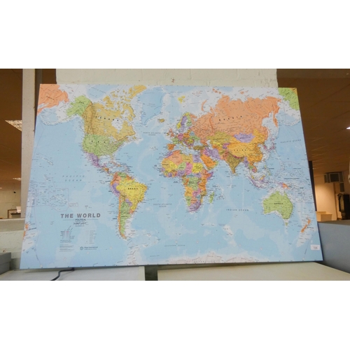 108 - A large wall hanging map of the world, 32