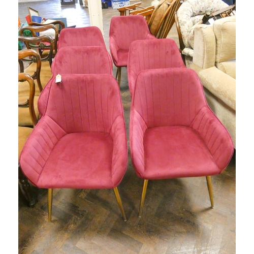 110 - A set of six modern red upholstered waiting room chairs