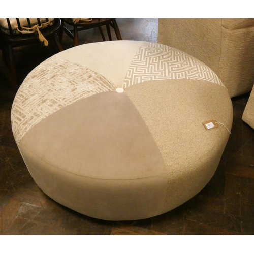 120 - A large circular modern upholstered pouffe