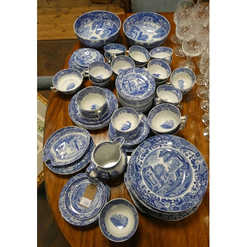 158 - Italian design blue and white Spode tea set, china bowls etc, approx 72 pieces