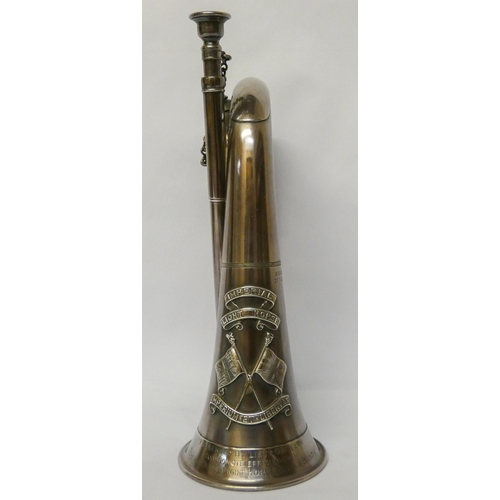 519 - An hallmarked silver bugle by Boosey & Hawkes. to the Imperial Light Horse Regiment, London 1937, Im... 