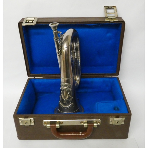 519 - An hallmarked silver bugle by Boosey & Hawkes. to the Imperial Light Horse Regiment, London 1937, Im... 