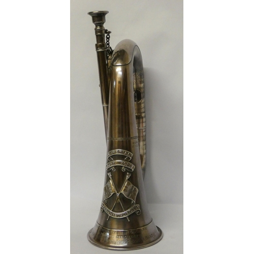 519 - An hallmarked silver bugle by Boosey & Hawkes. to the Imperial Light Horse Regiment, London 1937, Im... 