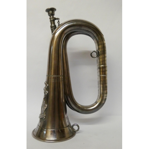 519 - An hallmarked silver bugle by Boosey & Hawkes. to the Imperial Light Horse Regiment, London 1937, Im... 