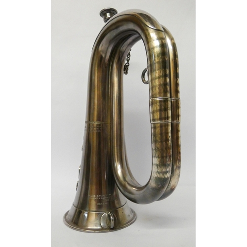 519 - An hallmarked silver bugle by Boosey & Hawkes. to the Imperial Light Horse Regiment, London 1937, Im... 