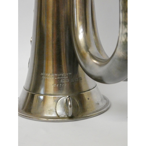 519 - An hallmarked silver bugle by Boosey & Hawkes. to the Imperial Light Horse Regiment, London 1937, Im... 