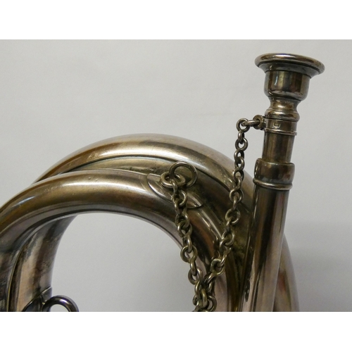 519 - An hallmarked silver bugle by Boosey & Hawkes. to the Imperial Light Horse Regiment, London 1937, Im... 