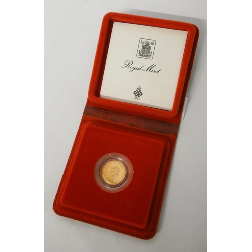 548 - Queen Elizabeth II 1980 gold proof Half Sovereign in red case.