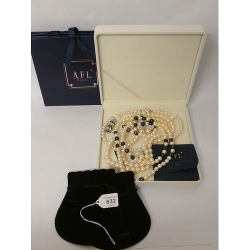 632 - Isle of Wight freshwater pearl necklaces, ring and a stretchy bracelet together with quality faux pe... 