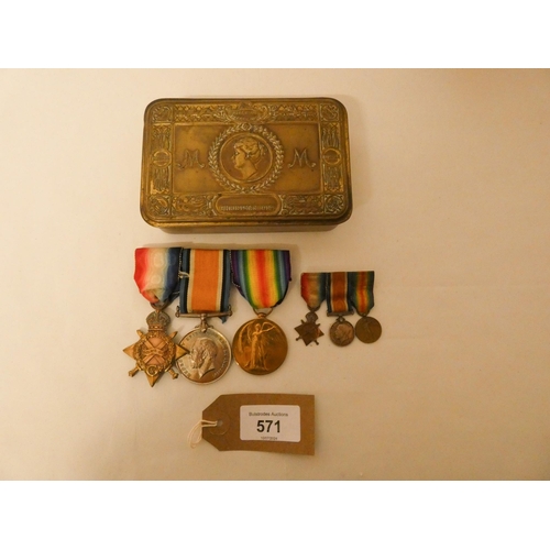 571 - First World War Trio of medals awarded to 93368 Bombardier WF Hall of Royal Filed Artillery, with co... 