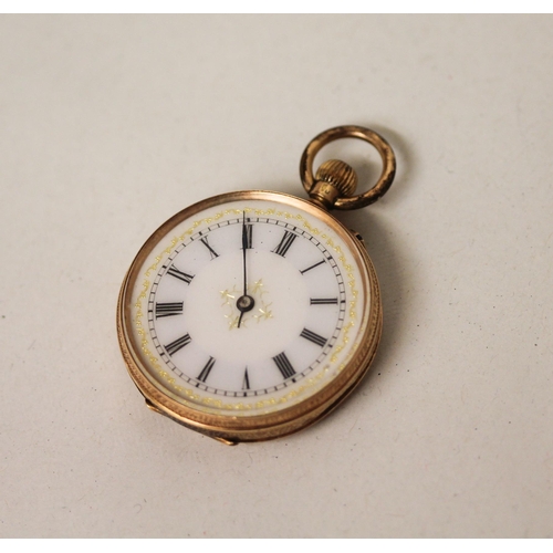 576 - A Victorian 14k gold outer cased fob watch