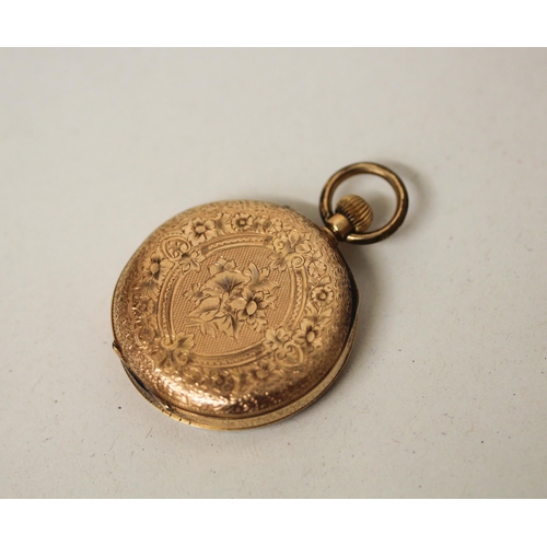 576 - A Victorian 14k gold outer cased fob watch