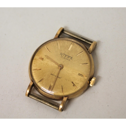 578 - Mid-century 9ct gold cased presentation wristwatch by Niers, case engraved on reverse. Gross weight ... 