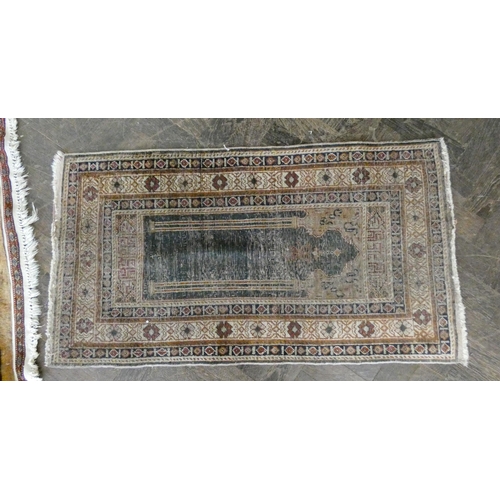 97 - Three various Bokhara and other rugs (worn) and three small Persian style prayer mats