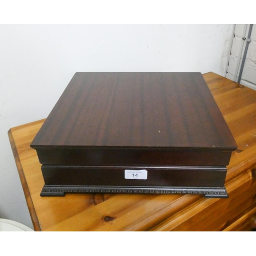 14 - An Elkington ornate silver plated canteen in mahogany case