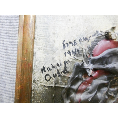 46 - A large framed pallet knife painting tree and mountainous scene, indistinctly signed, dated 1941, 35... 