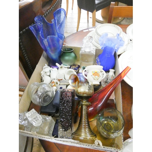 112 - Assorted pieces of crested china, glass and other vases etc