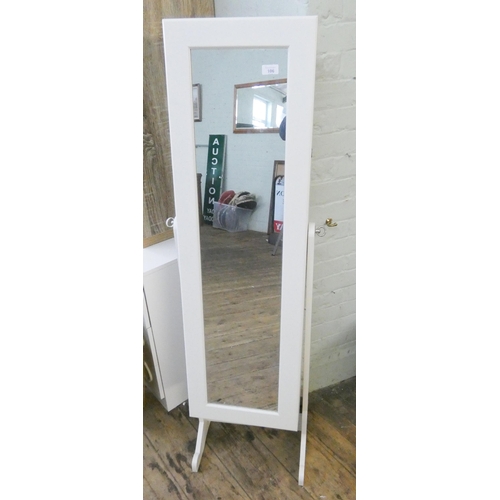 106 - A white painted Cheval dressing mirror, interior fitted as a jewellery cabinet