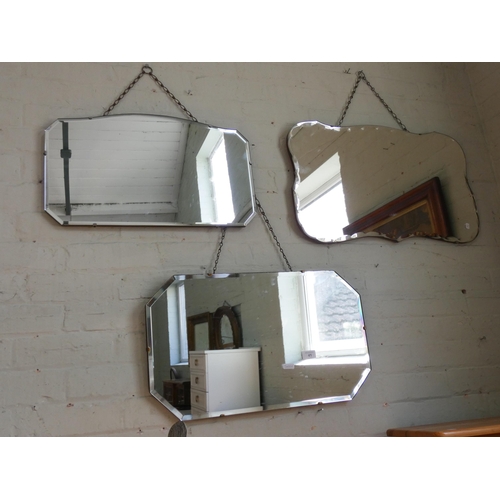 41 - Three various frameless wall mirrors