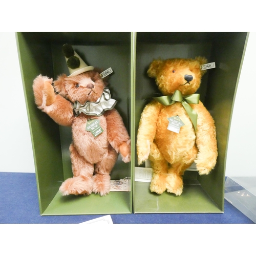 507 - Two Harrods musical bears, a Clown and a Margaret Steiff golden plush musical bear both with origina... 