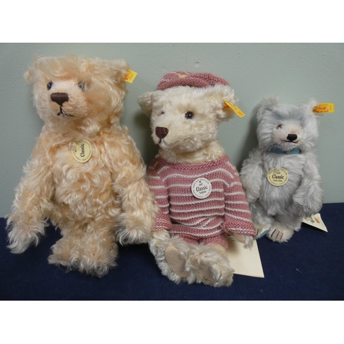 522 - A collection of Three Steiff classic jointed mohair teddy bears