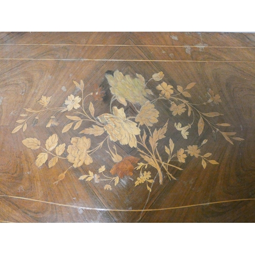 381 - A French kingwood and floral marquetry shaped fronted folding top card table with gilt metal mounts ... 