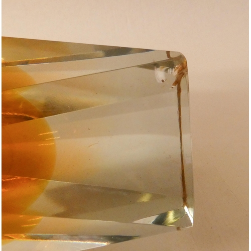 206 - A 1960's art glass square bodied faceted vase. 32cm tall