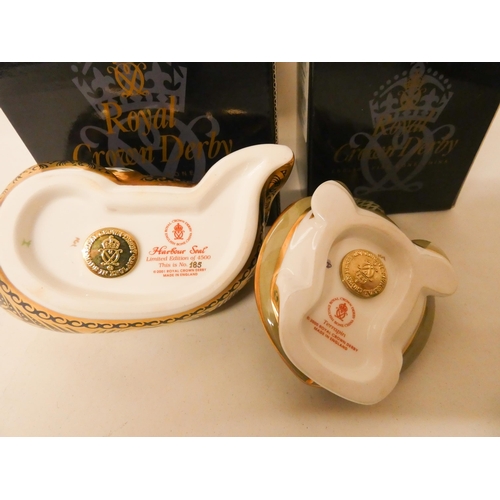 228 - Two Royal Crown Derby paperweights. Terrapin and Harbour Seal. Harbour Seal is limited edition 185 o... 