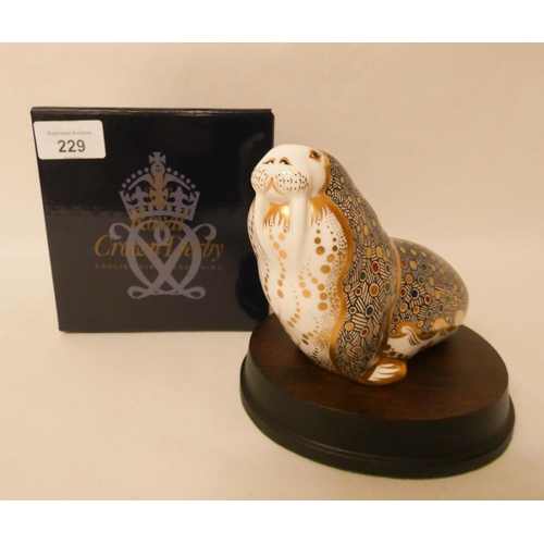 229 - A Royal Crown Derby Gold Signature edition paperweight Russian Walrus, limited edition of 1500 with ... 