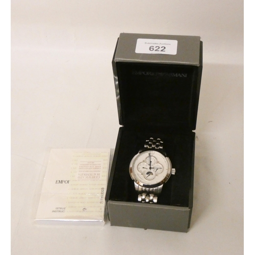 622 - An Emporio Armani model AR-4620 automatic gents wrist watch with original box, booklet, spare links ... 