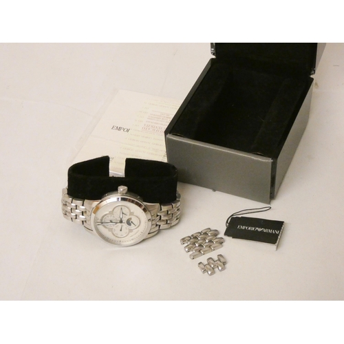 622 - An Emporio Armani model AR-4620 automatic gents wrist watch with original box, booklet, spare links ... 