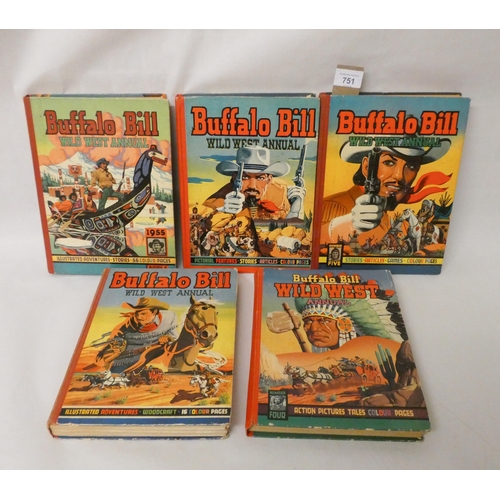 751 - A collection of five Buffalo Bill annuals