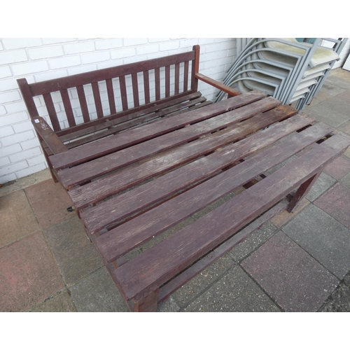 936 - A three seater garden bench with wooden garden table