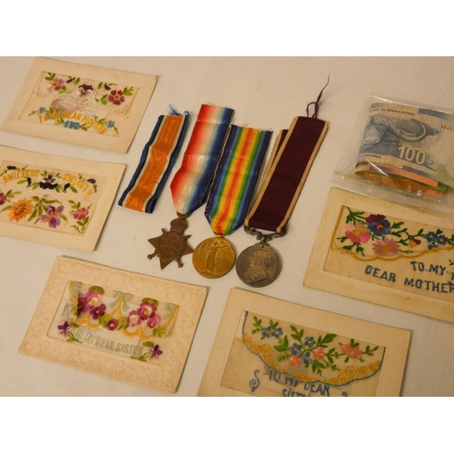 258 - A First World War group of medals, 27217 Bandsman A Miller, 2Royal Dublin Fusiliers, the silver war ... 