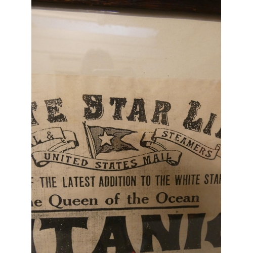 274 - A Titanic White Star Line advertising poster in a frame. Approx 16