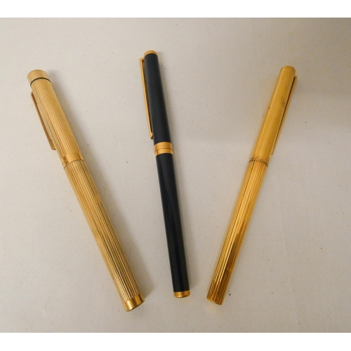 281 - A gold plated Dupont ball point pen, enamel and gold plated Dupont ball point pen and a Schafer foun... 