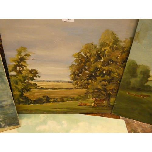 448 - A large collection of oil on board landscapes, signed V Prance, all unframed