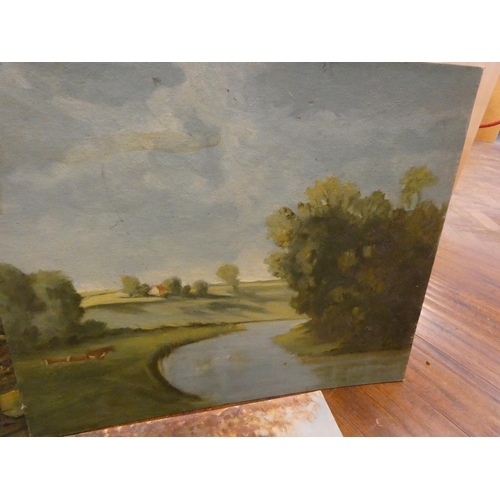 448 - A large collection of oil on board landscapes, signed V Prance, all unframed