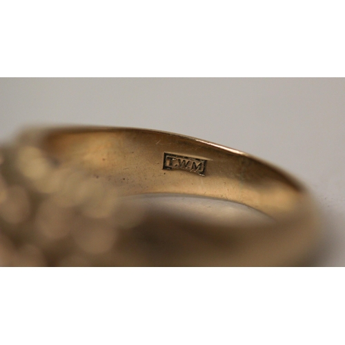 596 - A 9ct yellow gold keeper ring, hallmarked. Ring size R, gross weight 9g