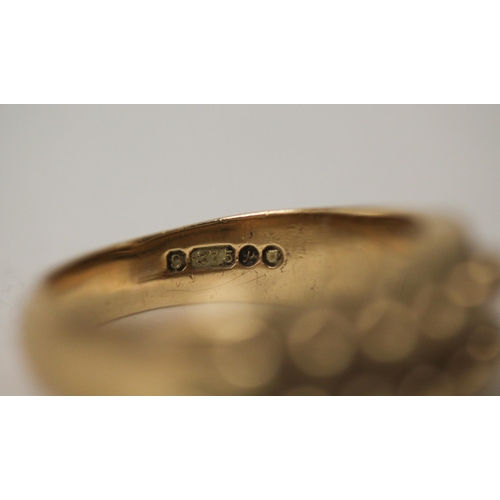 596 - A 9ct yellow gold keeper ring, hallmarked. Ring size R, gross weight 9g