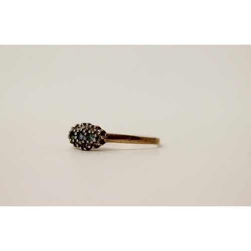 630 - A 9ct gold diamond and blue topaz dress ring, hallmarked, ring size S