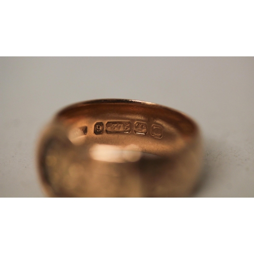 717 - A 9ct rose gold vintage buckle design ring, hallmarked, ring size P, gross weight 6.7g