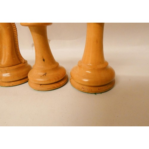 273 - A Jacques and Son London Staunton chess set, complete with original green baize lined mahogany box. ... 