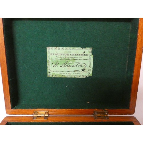 273 - A Jacques and Son London Staunton chess set, complete with original green baize lined mahogany box. ... 