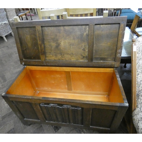 148 - An oak three panelled blanket chest. 3' wide